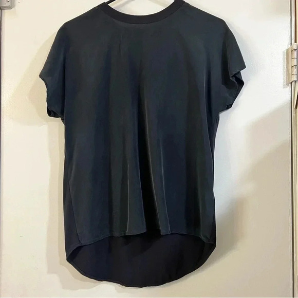 ECRU Black Silk Jersey Knit Tee T-Shirt Mix Media Short Sleeve Size Small - Picture 2 of 9